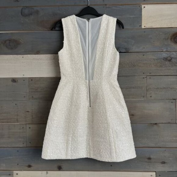 NWT Alice + Olivia $485 Silk Linen Blend Glittery V-Neck Party Dress - Picture 9 of 12